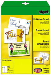 sigel cartes postales PC, A6, 185 g/m2, blanc