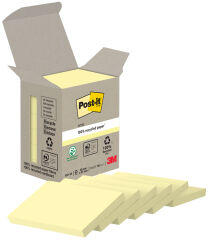 Post-it Bloc-note adh&eacute;sif Recycling notes, 51 x 38 mm, jaune