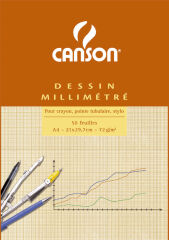 CANSON Bloc de papier millimétré, A3, 90 g/m2, bistre