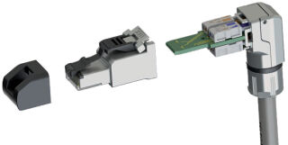 Teleg&auml;rtner Fiche RJ45 MFP8 cat.6A(profond), repli&eacute;, T568A,