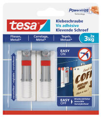 tesa Powerstrips Vis adhésive pour carrelage/métal, blanc