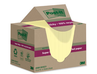 Post-it Super Sticky Recycling Notes, 76 x 76 mm, jaune