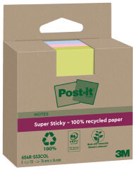 Post-it Super Sticky Recycling Notes, 76 x 76 mm, color&eacute;