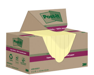Post-it Super Sticky Recycling Notes, 47,6 x 47,6 mm, jaune