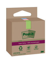 Post-it Super Sticky Recycling Notes, 47,6 x 47,6 mm, color&eacute;