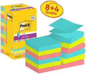 Post-it Bloc-note super sticky z-notes, 76 x 76 mm, 8+4