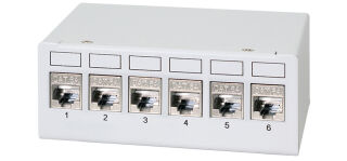 LogiLink Panneau de brassage cat.6A, 6 ports, gris clair