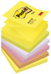 Post-it Bloc-notes adh&eacute;sif z-notes, 76x76 mm, couleurs fluo